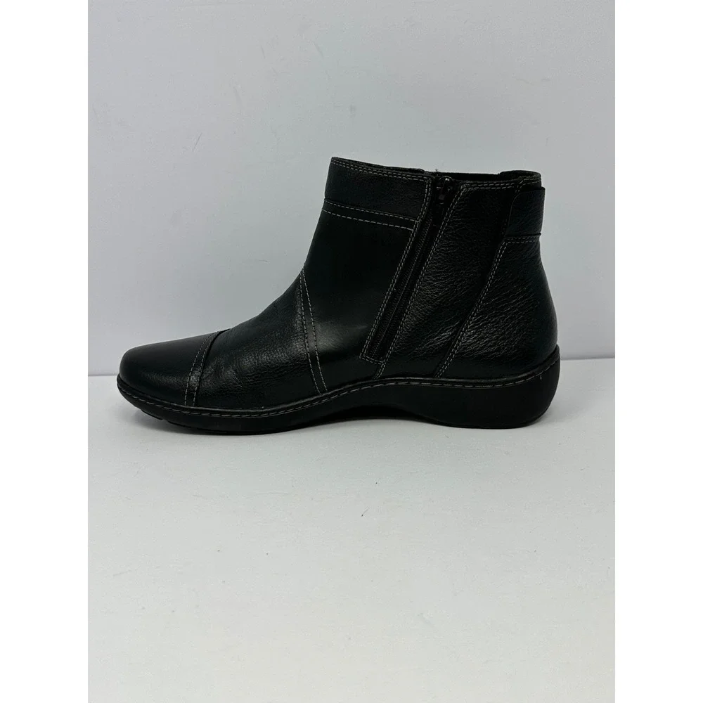 Clarks Collection Cora Women's Sz 9.5 M Leather Ankle Boots Black Booties P7